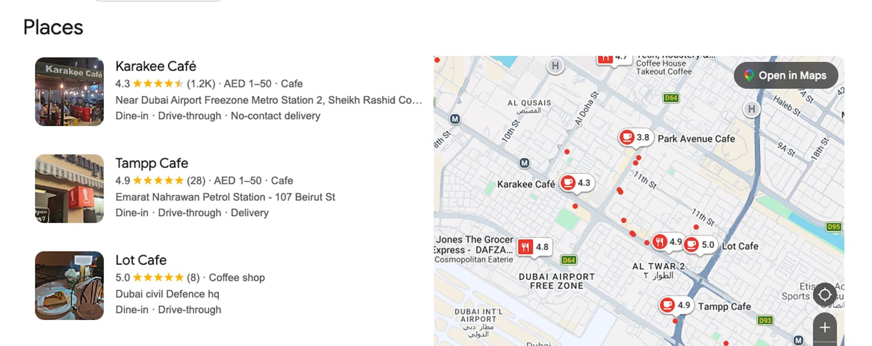 Traditional search results